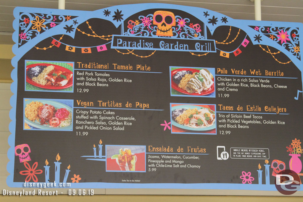 Paradise Garden Grill menu