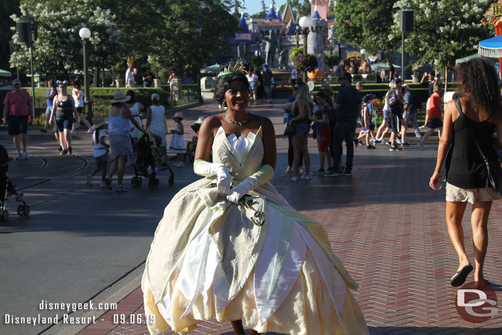 Princess Tiana out for a stroll on Main Street USA