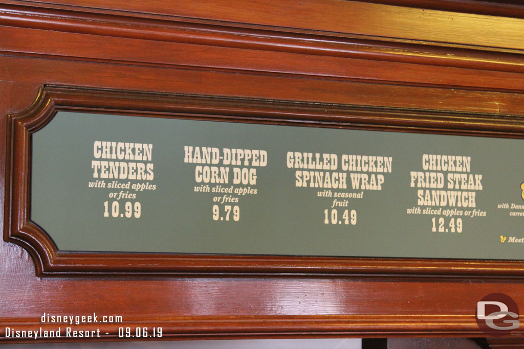 Prices are going on food around the parks.  Chicken Tenders & Corn Dog are both up 50 cents since my last visit.  (I took some menu pictures and will be updating the dining section but it is on my list to get more complete pictures next trip).