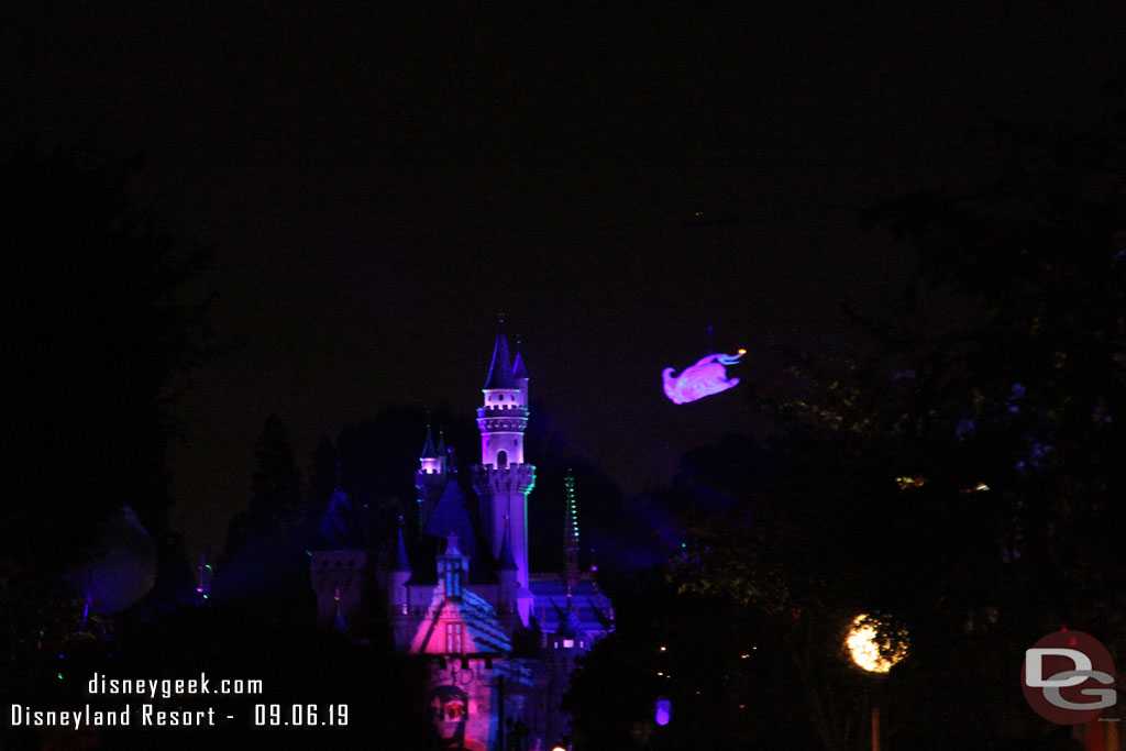 Zero flying by Sleeping Beauty Castle.