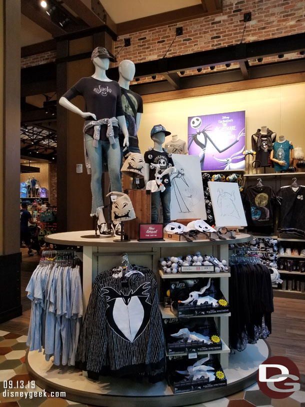 Nightmare Before Christmas merchandise in the center of World of Disney.