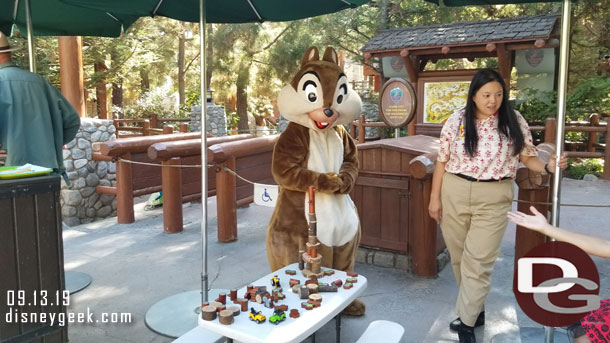 Chip was out front meeting guests and building a tower out of blocks.