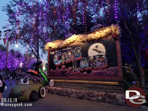 Made my way to  Cars Land to check out Haul-O-Ween after dark this year.