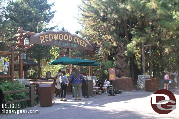 Redwood Creek Challenge Trail is closed for renovation as they are installing elements for the upcoming Halloween Party.