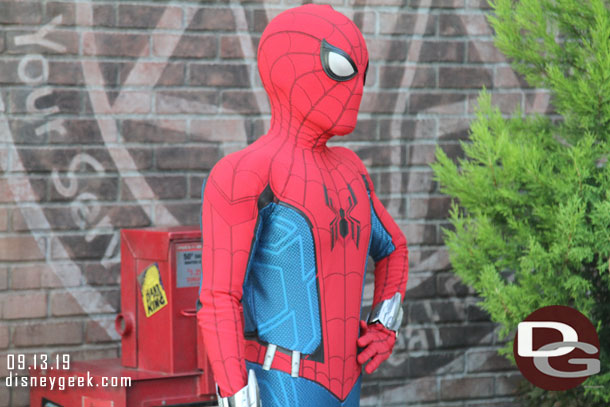 Spider Man meeting guests along Sunset Blvd.