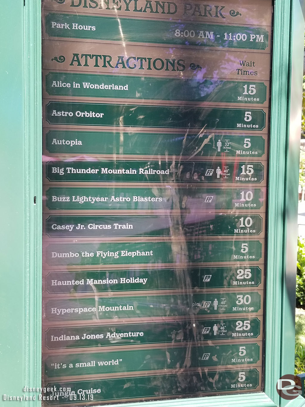 Disneyland wait times at 2:27pm