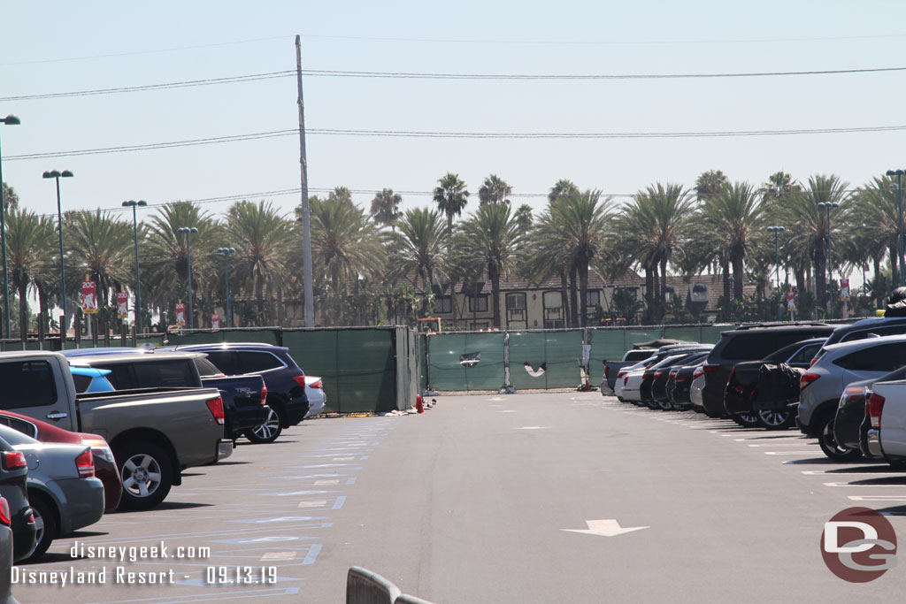 Fences up in the Simba parking lot.  This is being used as the primary parking lot for Downtown Disney.