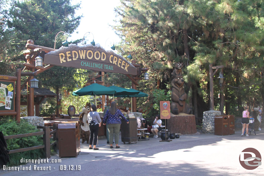 Redwood Creek Challenge Trail is closed for renovation as they are installing elements for the upcoming Halloween Party.