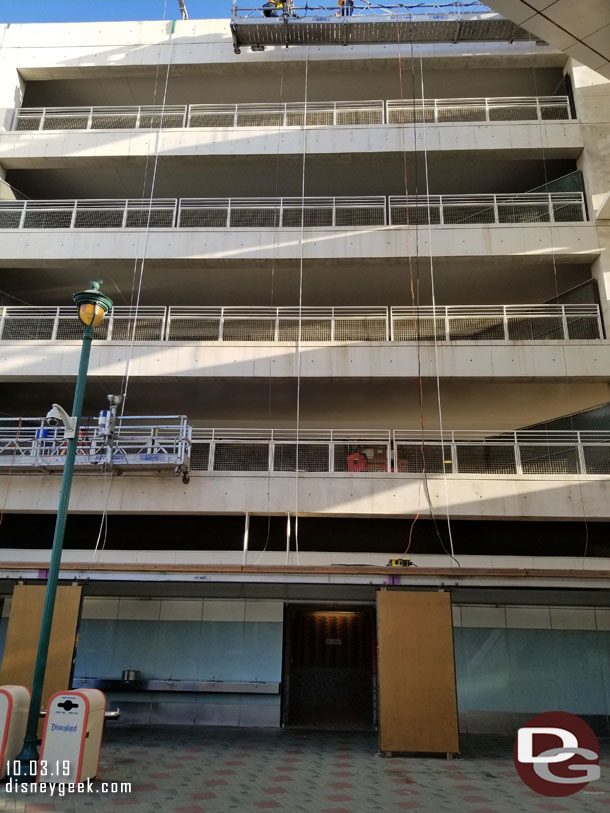 A ground level view of the work above the restrooms.