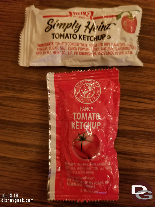 Thought this was interesting.  Two different brands of ketchup at Stage Door Cafe and Golden Horseshoe today. 