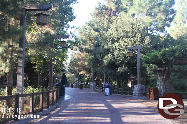 Continuing up the trail still quiet.  Just a cast member or two out.  GRR and Redwood Creek were both still closed, with later openings.