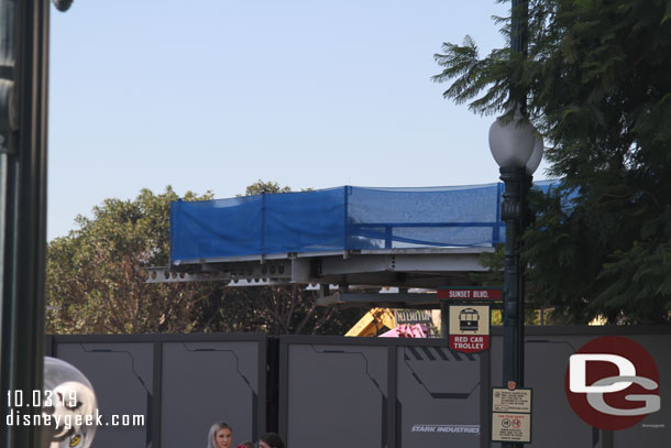 The new restaurant in the Avenger's Campus area rising above the construction walls.