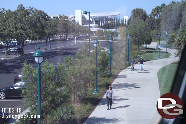 A look at the alternative plan the expansion of the Western Gateway with this walkway and beyond it the Pixar Pals Parking structure in the distance.