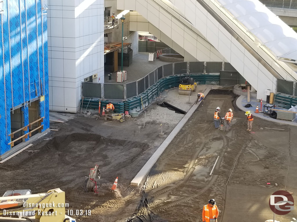 Preparations for new pavers in the area between the elevators and rest of the tram stop.