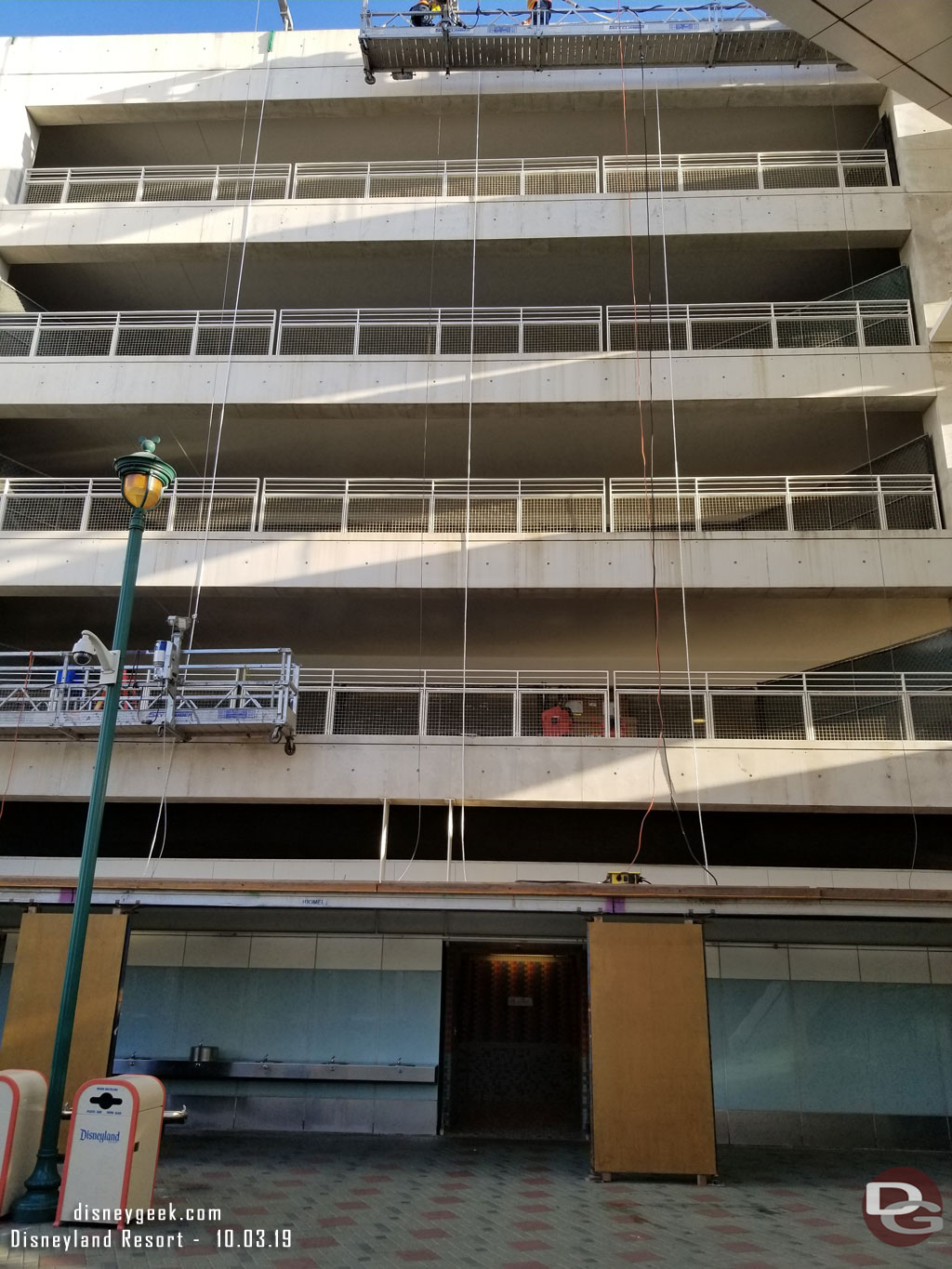 A ground level view of the work above the restrooms.