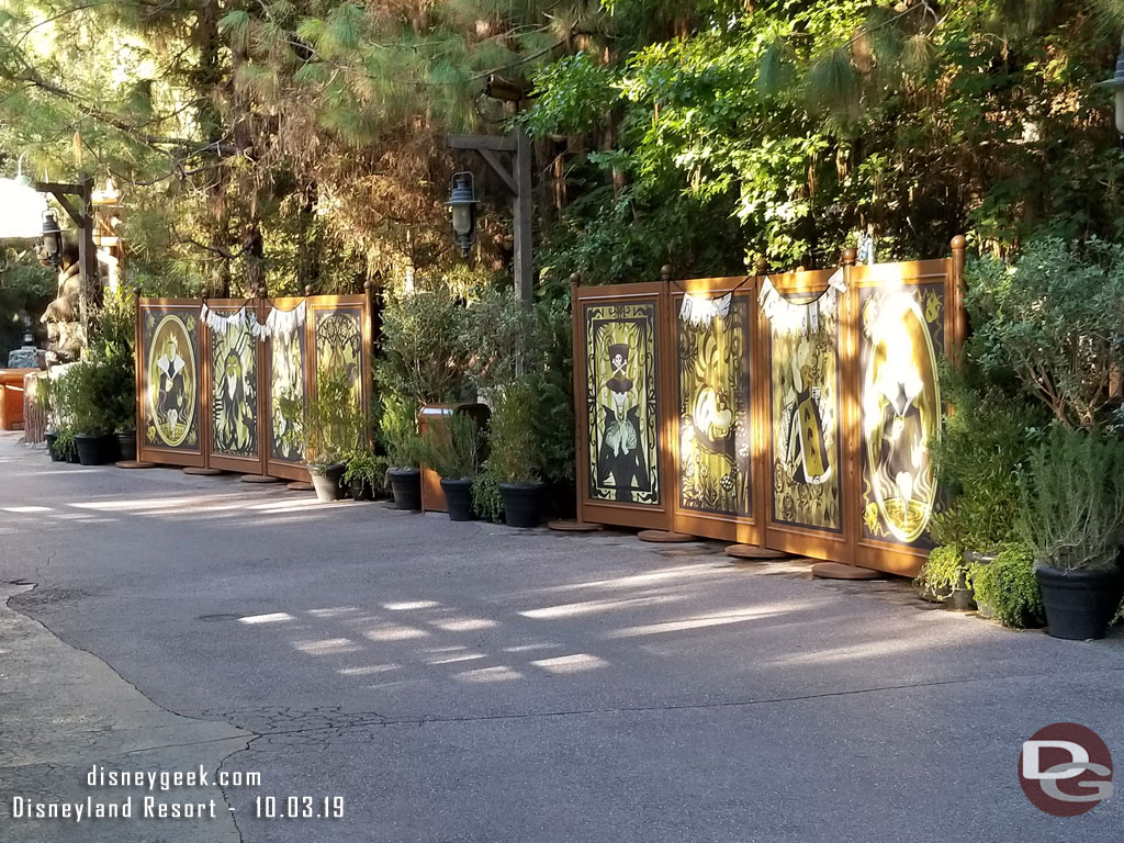 Further up the trail backdrops from the Halloween parties that are not removed during the day.