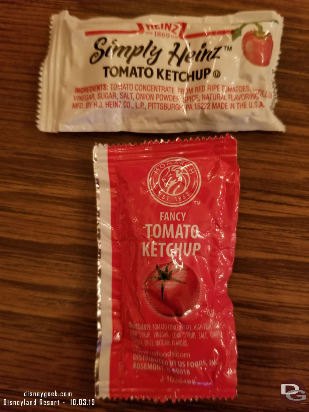 Thought this was interesting.  Two different brands of ketchup at Stage Door Cafe and Golden Horseshoe today. 