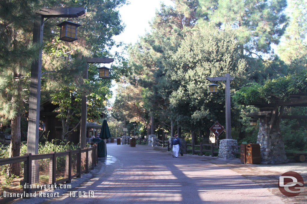 Continuing up the trail still quiet.  Just a cast member or two out.  GRR and Redwood Creek were both still closed, with later openings.