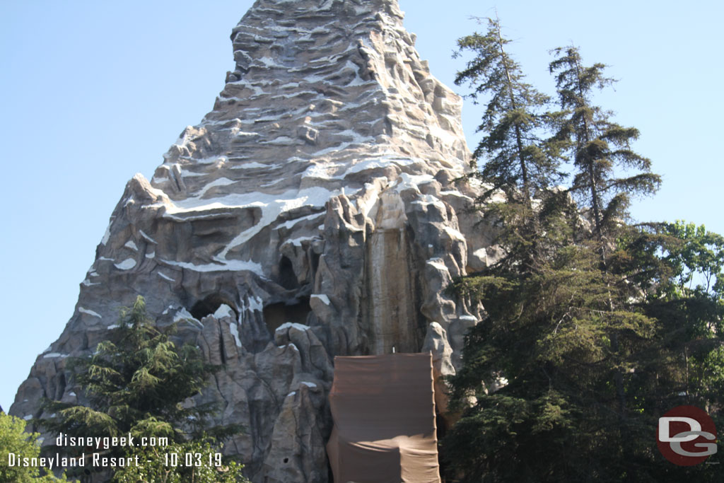 Work continues on the Matterhorn with one side still closed while they repair the facade.