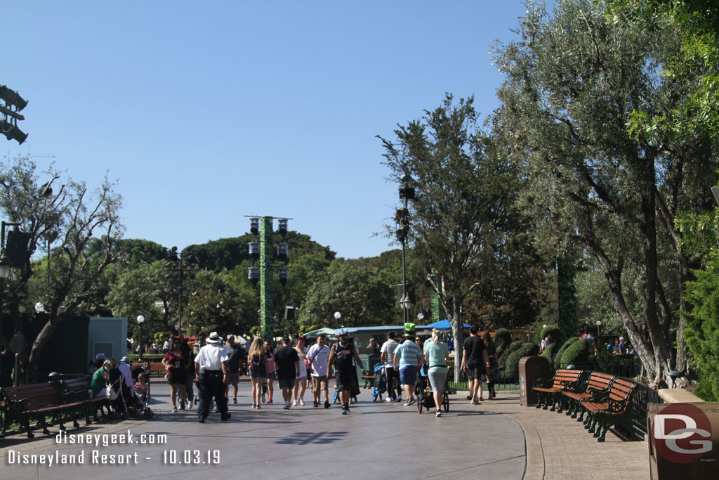 Four light trusses have been added in the hub area.  Have not seen what the event is. Seems too early for holiday parade taping.  One lead is Disney night on Dancing with the Stars is coming up so maybe something to do with that filming.