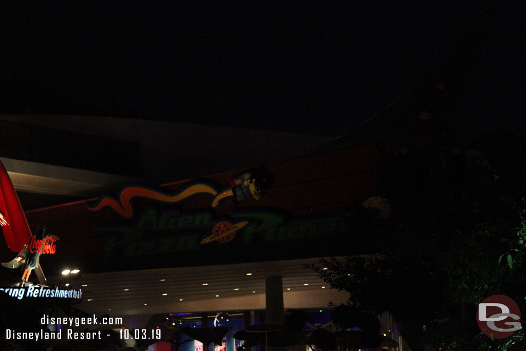 No lights on the Pizza Planet sign this evening.