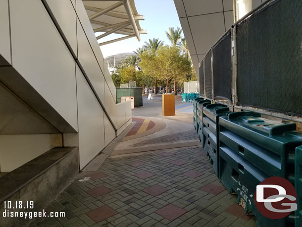 The walkway to/from the restrooms