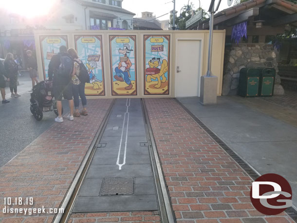 First stop today, Disney California Adventure.  The walls have been shrunk around the Red Car Stop.  So you can see some of the ground now.