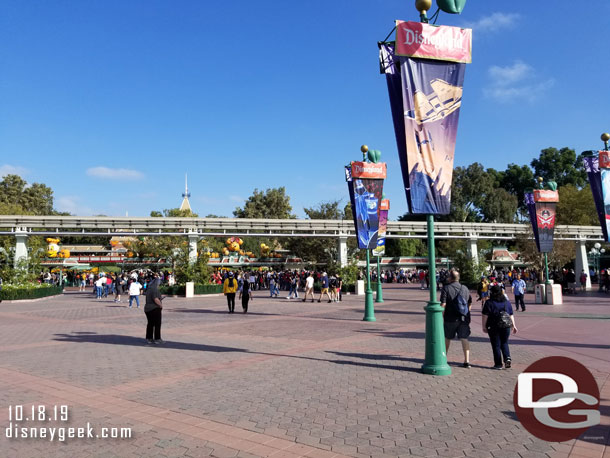 Disneyland lines were out toward the Monorail beam.