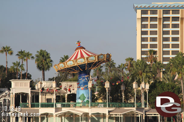 Mickey has returned to his spot on top of the Silly Symphony Swings.  He has been gone for weeks.