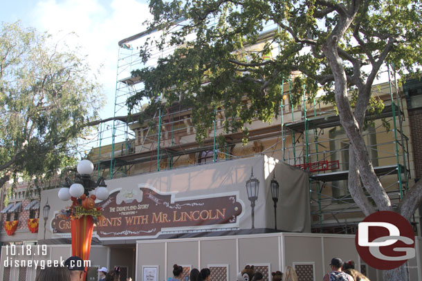 The opera house exterior renovation is still underway.  The scrims/wraps were pulled back and you could see the scaffolding and project status.