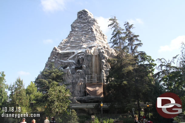 Renovation/repair work on the Matterhorn continues so it is only operating at half capacity still.  It closes for renovation on Monday.