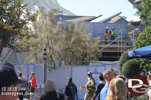 Work continues on the project above the Space Mountain/theater exit pathway.  They have cut a path to the upper level.