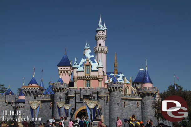 Snow has begun to accumulate on the roof of Sleeping Beauty Snowfall as it experiences the annual snowfall in preparation for the holiday season which starts November 8th.