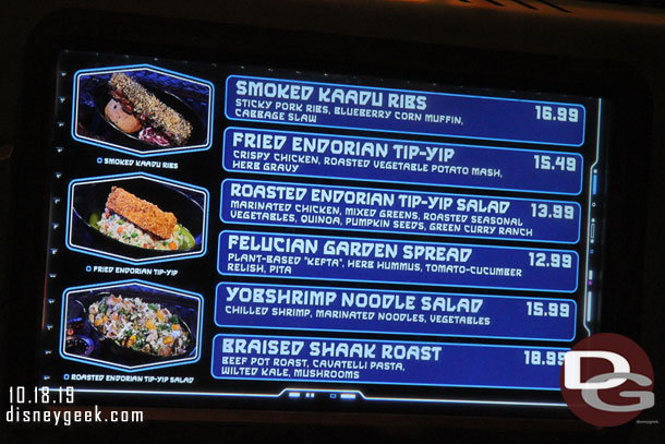 The menu items still have their Star Wars names, unlike Walt Disney World that switched to standard names this week.