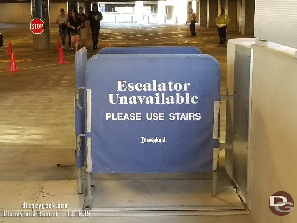 Signs up warning the escalators are not available right now.