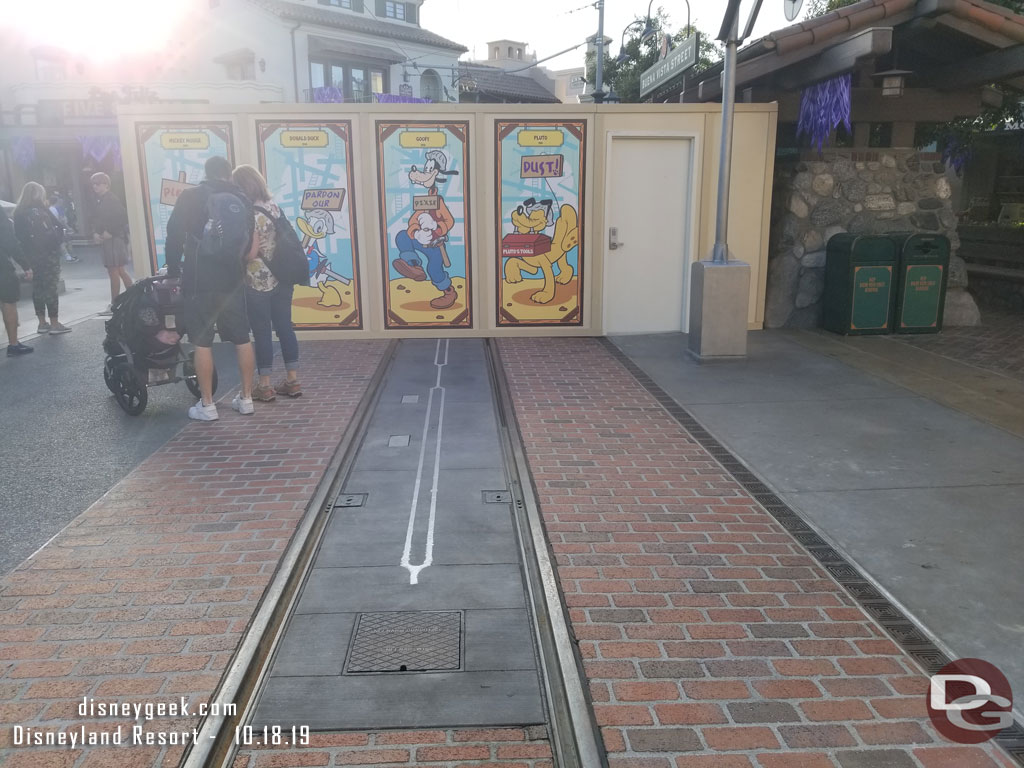 First stop today, Disney California Adventure.  The walls have been shrunk around the Red Car Stop.  So you can see some of the ground now.