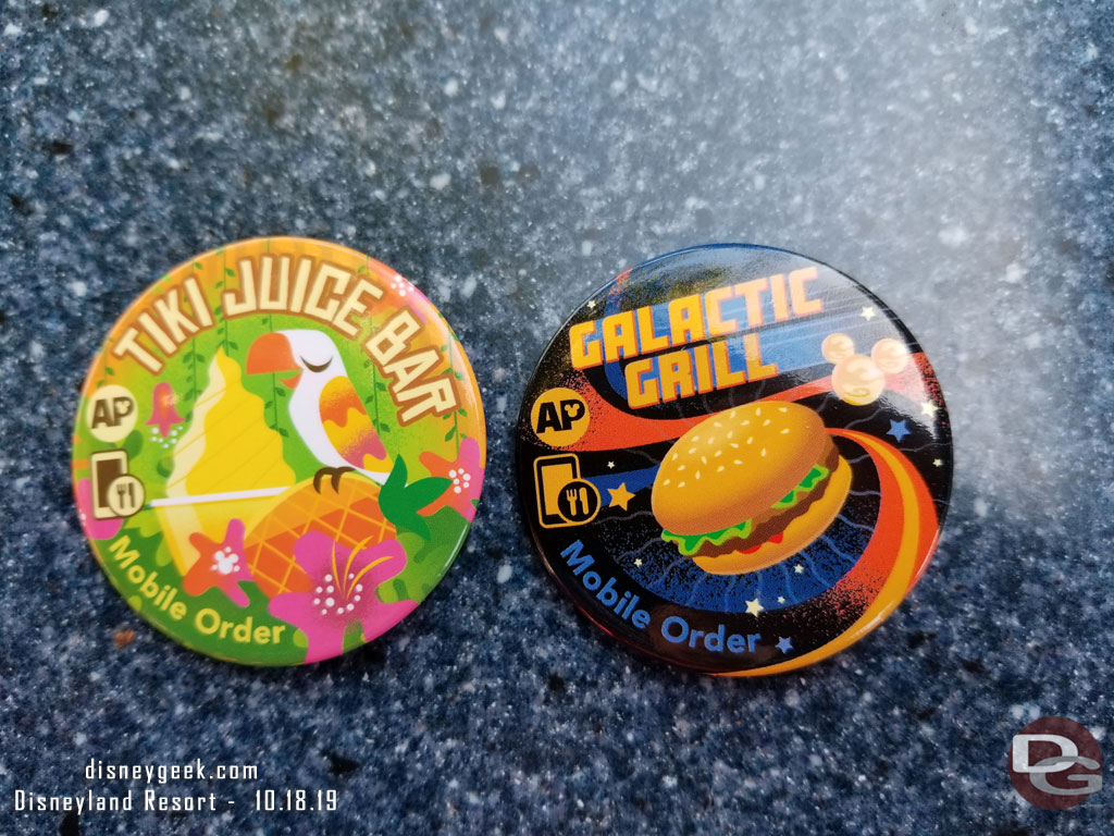 If you are an annual passholder and mobile order at select locations there are free buttons.  Here are two I picked up at lunch today.