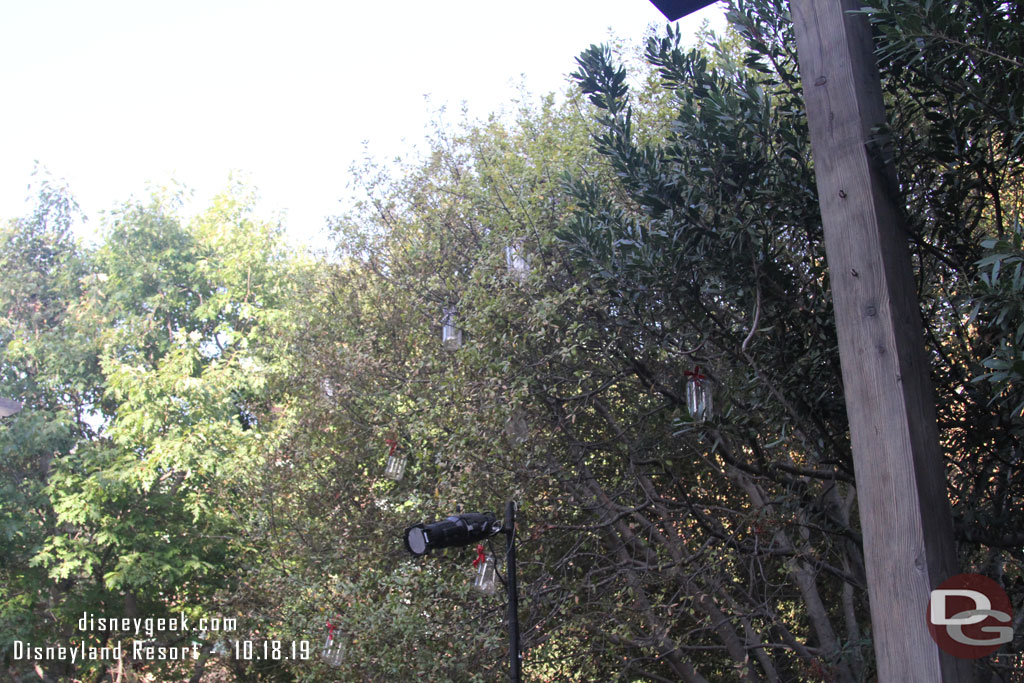 Christmas preparations are underway in Grizzly Recreation area.  The lights are being installed in the trees.