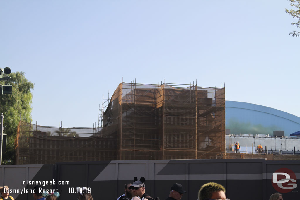 A ground level view of the Avengers Campus work starting on the left and working right.