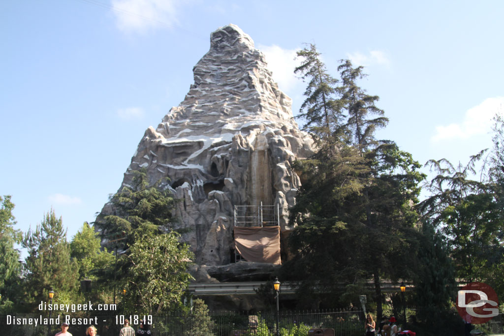 Renovation/repair work on the Matterhorn continues so it is only operating at half capacity still.  It closes for renovation on Monday.