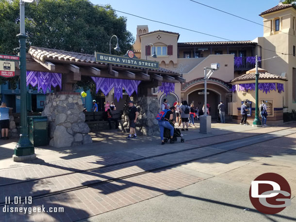 A better look at the Red Car Trolley stop.   They replaced the pavement at the station and added a charging mechanism for the trolleys.