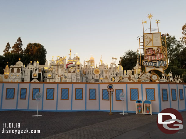 it's a small world is closed for the annual holiday switchover.  It reopens next Friday.