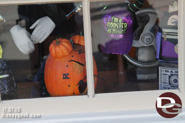 Some pumpkins are still in the window displays.