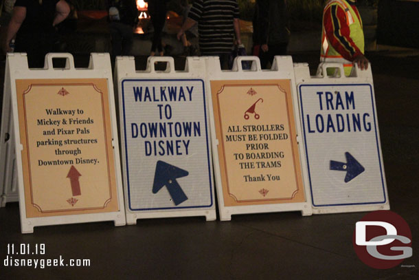 Signage as you approach the tram stop in Downtown Disney.