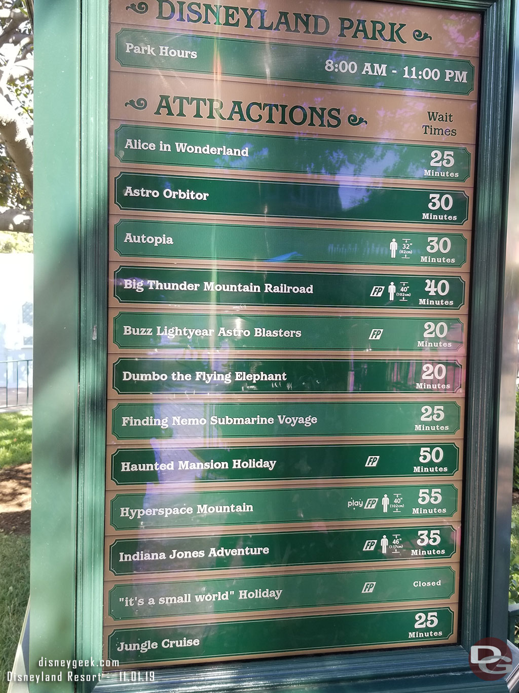 Disneyland wait times at 2:27pm