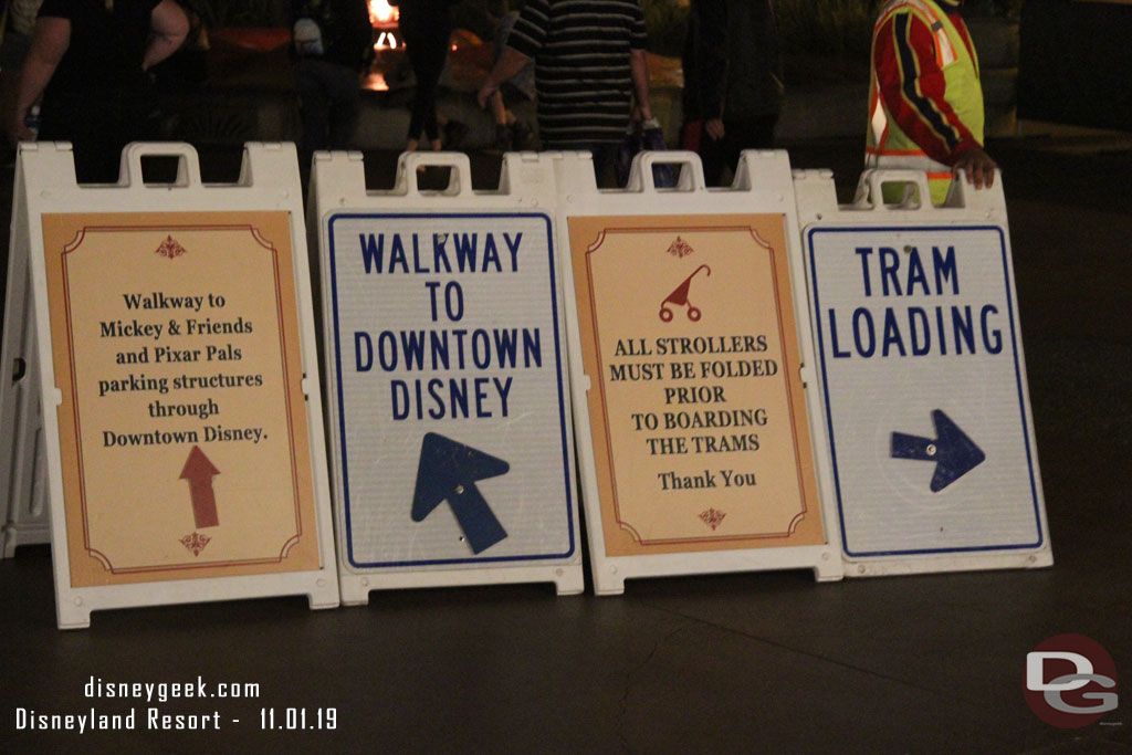 Signage as you approach the tram stop in Downtown Disney.