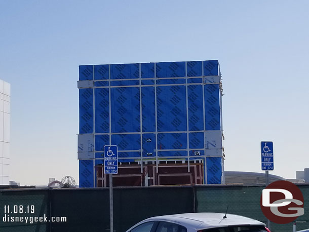 The new elevator shaft from the roof of the Mickey and Friends Parking structure. Still no siding on it.