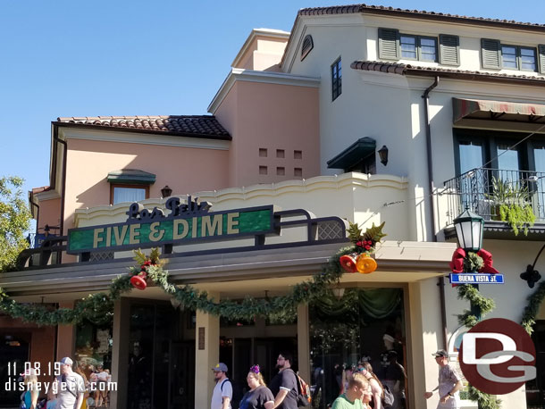 Buena Vista Street is decked out for the season as usual.