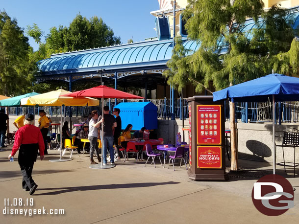 A kids activity area set up near the Little Mermaid attraction.