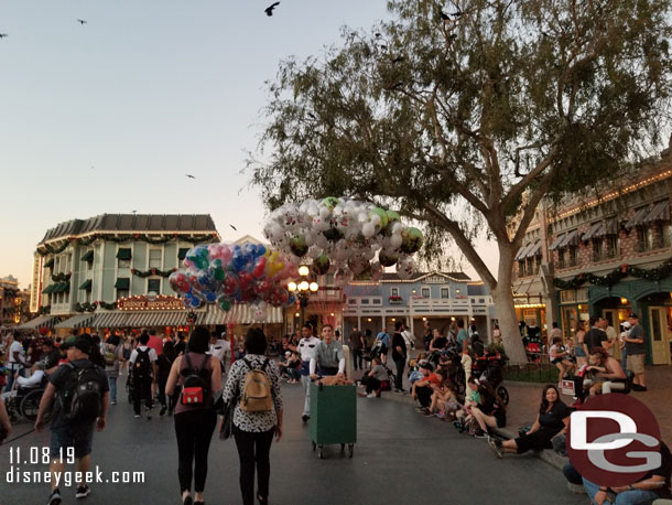 Main Street USA.  Some guests were holding spots for the parade in an hour.